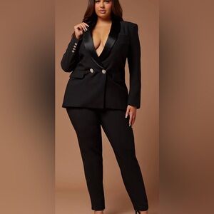NWT NOVALUXE Black Satin-Trim Plus Blazer size 2X